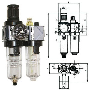 3464GFP - FILTRO-RIDUTTORE-LUBRIFICATORE IN GRUPPO "VARIOBLOC" - Orig. Ewo